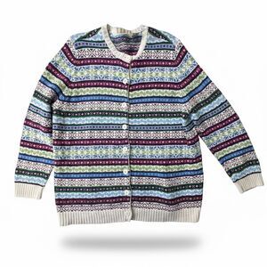 Vintage Fair Isle Womens XL Knit Cardigan Sweater Cherokee Colorful
